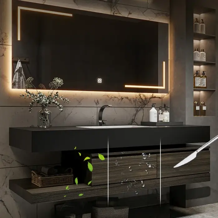 80 cm salle de bain vanité armoire avec évier et miroir
