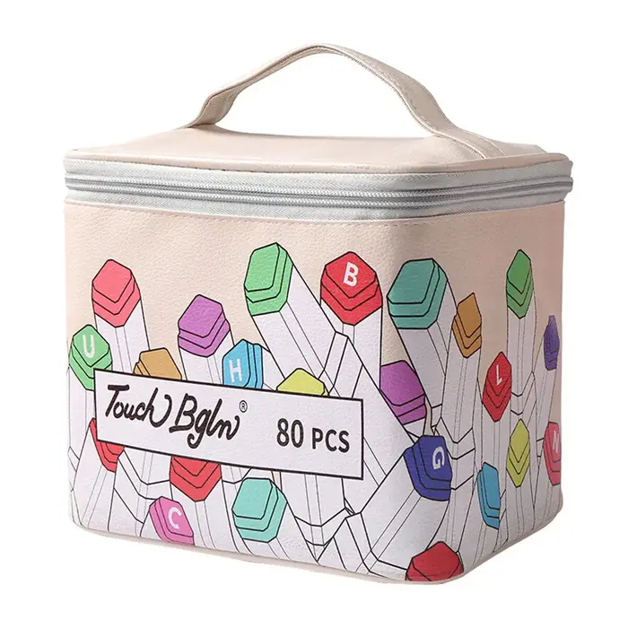 40/80/120/168 couleurs sac seulement marqueur stylo sac de rangement en cuir forme carrée trousse à crayons