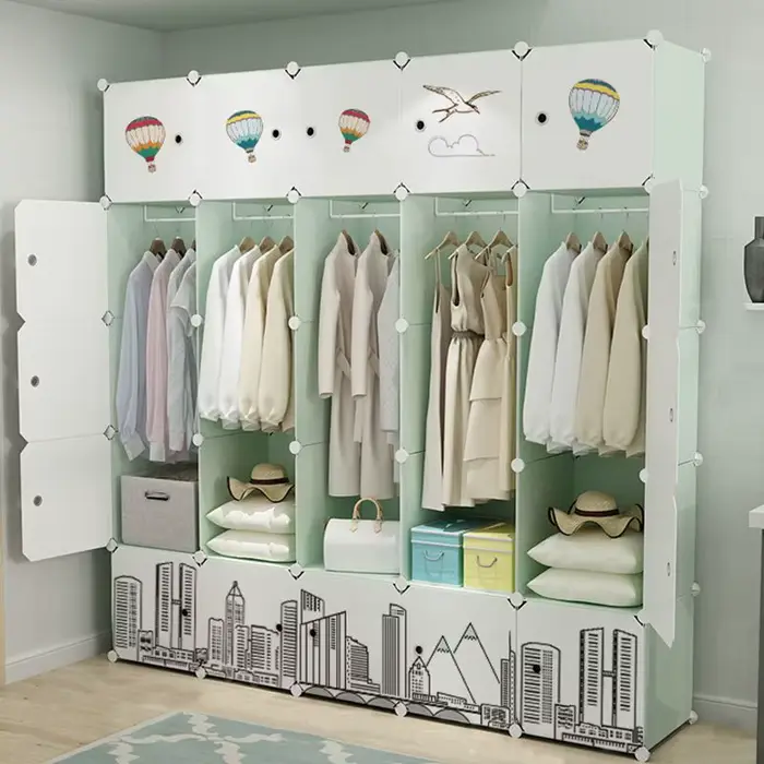 Boîte gain de place armoire robes couches appartement femmes