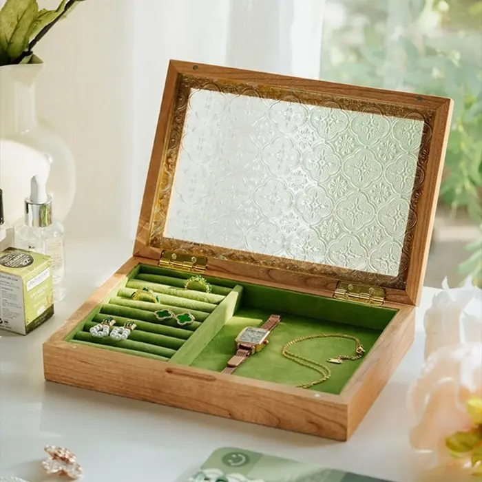 Boîte à couvercle rabattable en verre anti-poussière