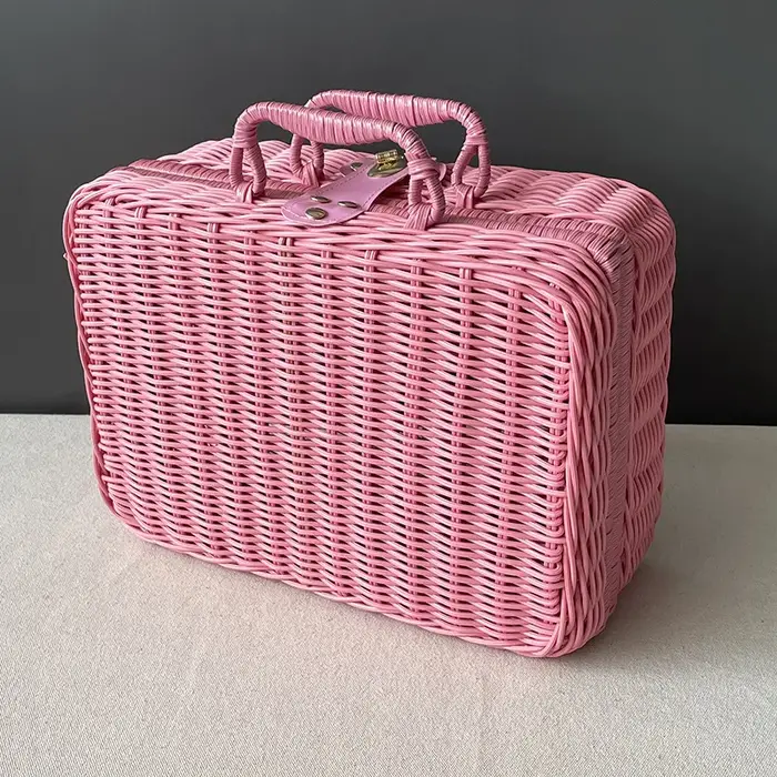 Boîte de finition semblable au rotin, panier en rotin tissé, boîte de rangement rétro, accessoires d