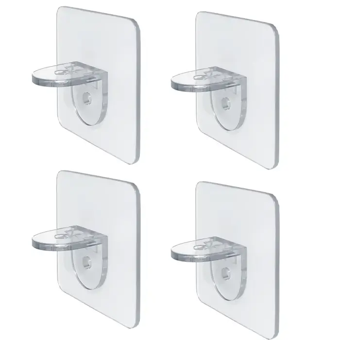 Support d'étagère à ongles adhésifs, clip de support d'étagère de garde-robe, support mural suspendu