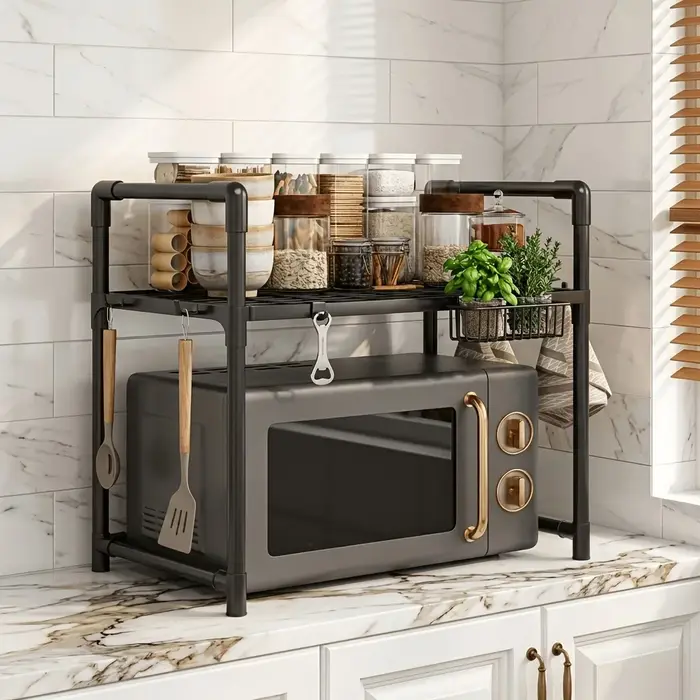 Le support de rangement multifonctionnel monocouche pour four à micro-ondes est simple et élégant, r