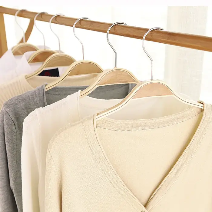 Cintre en bois massif, support de séchage de vêtements antidérapant pour vêtements, pantalons de mén