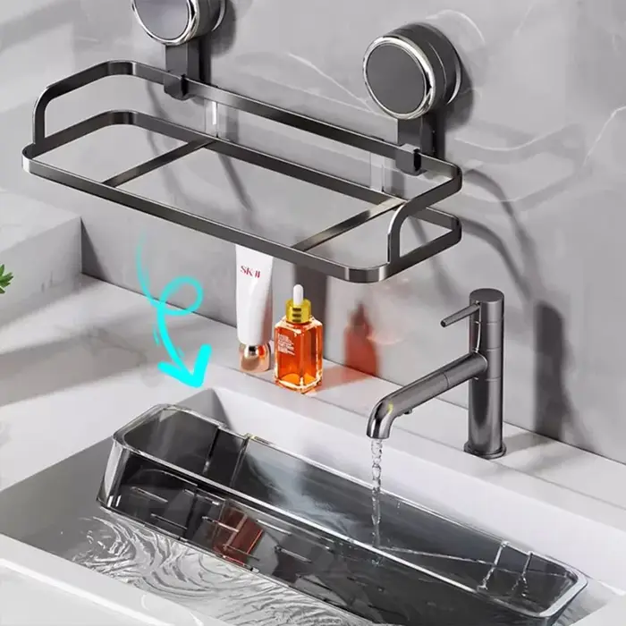 Étagère de salle de bain à ventouse murale