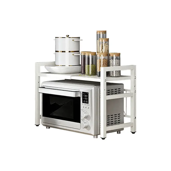 1pc Organiseur d'étagère extensible pour micro-ondes 42-64cm, Organiseur de comptoir pour micro-onde