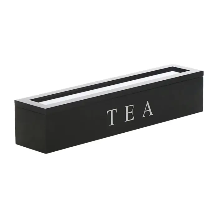 Boîte de rangement en bois pour sachets de thé, style à rabat, grande capacité, avec fenêtre transpa
