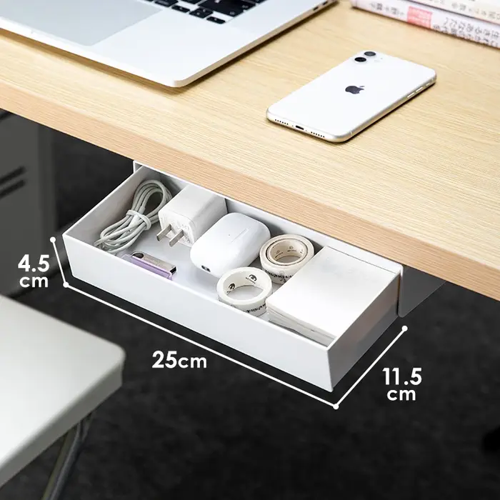 Boîte de rangement givrée sous le bureau