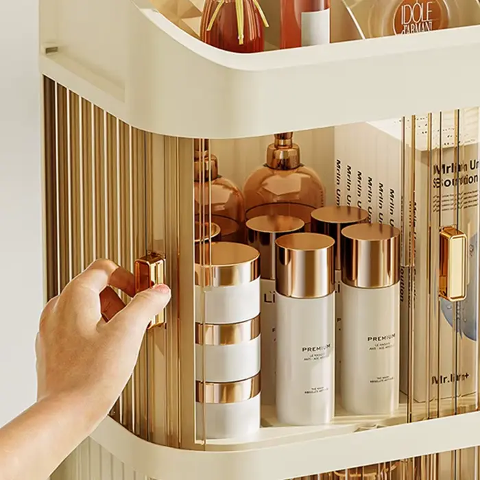 Boîte de rangement de cosmétiques, coiffeuse de grande capacité, support de rangement de produits de soins de la peau, Type tiroir, organisateur de stockage de poussière de bureau