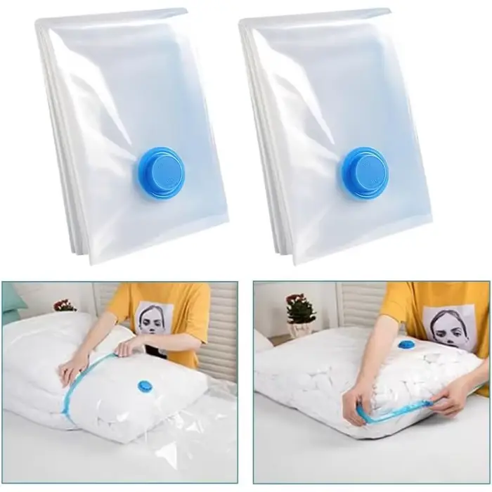 Lot de 2 sacs de rangement sous vide réutilisables