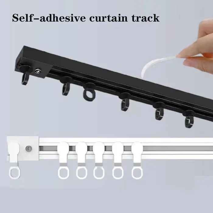 Rail de rideau auto-adhésif solide sans poinçonnage, piste coulissante Nano silencieuse, accessoire 