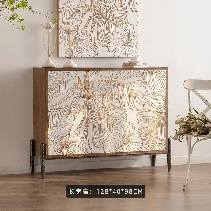 Buffet moderne à fleurs sculptées en bois massif, armoire de Buffet avec porte, grande armoire de ra