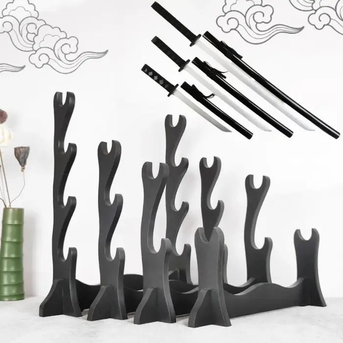 Étagère à 3 Niveaux en Bois pour Épée de Katana