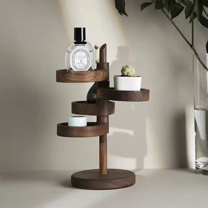 Support de rangement rotatif multicouche en bois