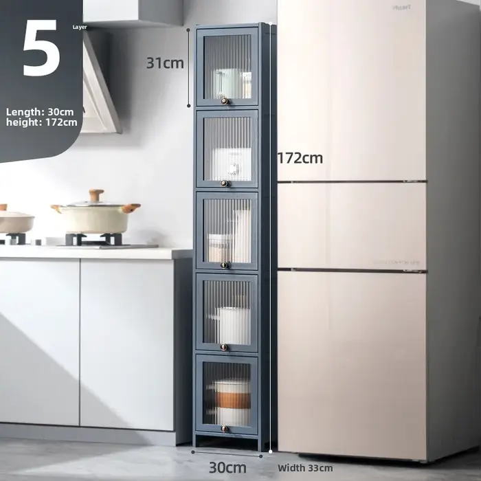 Meuble de rangement pour espaces étroits de cuisine, armoire de rangement multi-niveaux du sol au pl