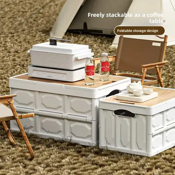 Boîte de rangement de camping d'extérieur avec couvercle