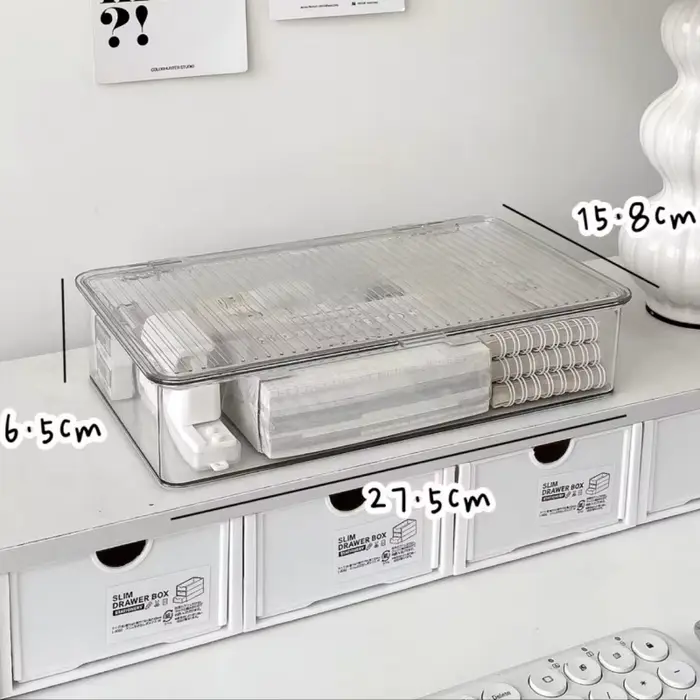 Boîte de rangement de bureau de grande capacité avec couvercle, boîte de rangement de cosmétiques, f