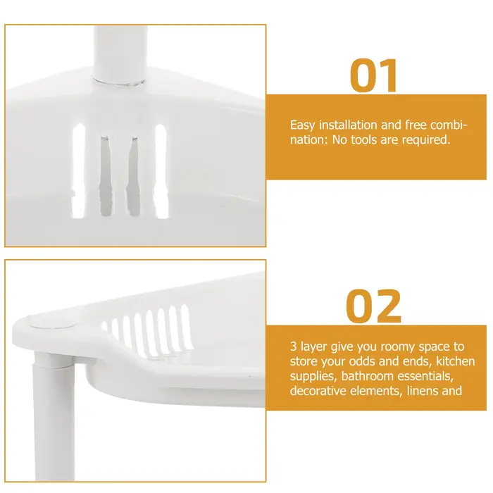 Étagères de rangement en plastique à 3 niveaux