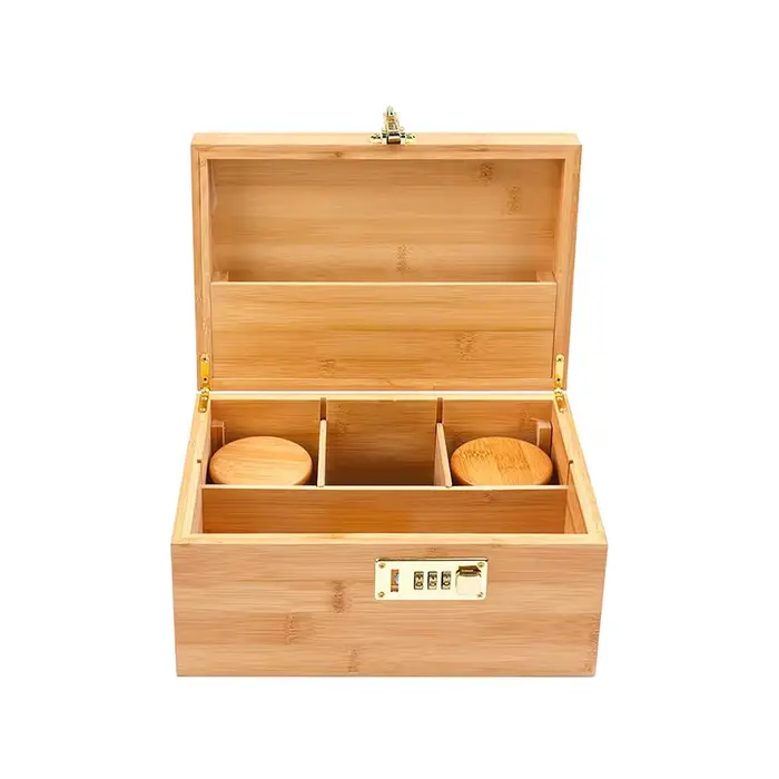 Boîte de rangement en bambou et bois