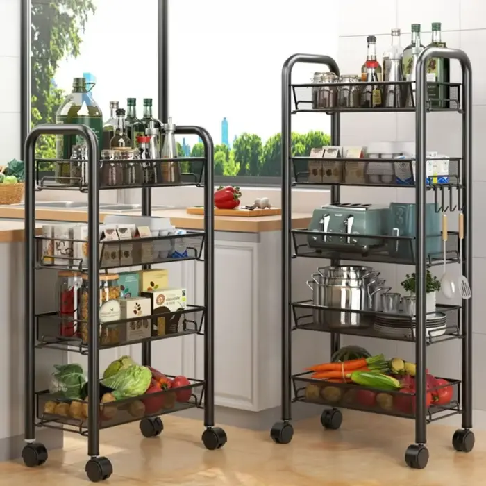 Étagère de rangement multicouche pour la cuisine, chariot de collecte d'invitation, stockage domesti
