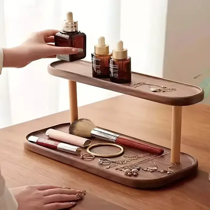 Étagère de rangement en bois à 2 niveaux