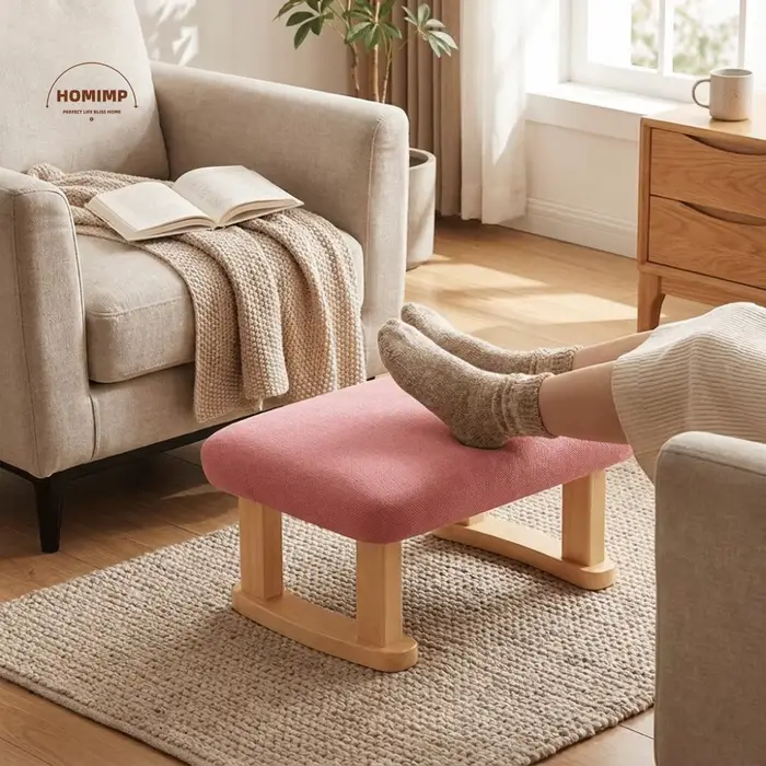 Repose-pieds en bois massif lisse