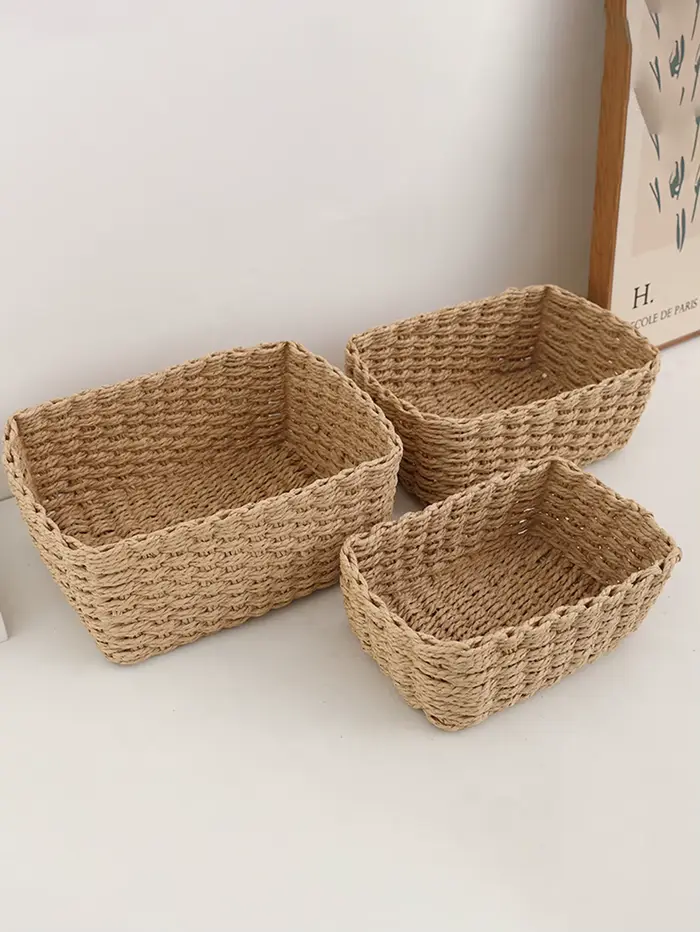 Panier de rangement tissé à la main — Organisateur pour la maison et le bureau, pour articles divers