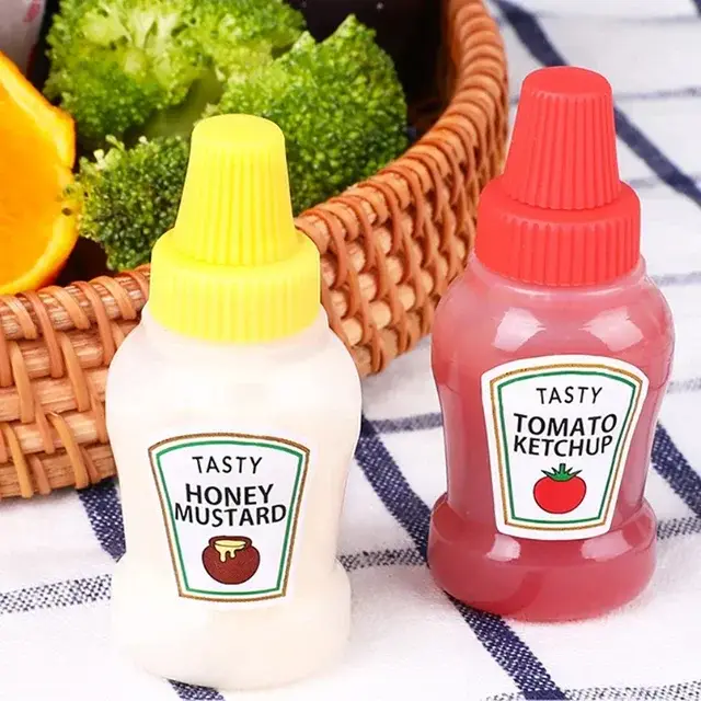Mini bouteille à presser Sauce d'assaisonnement enfants dessin animé boîte à déjeuner accessoires de cuisine pour épices Bento petit récipient