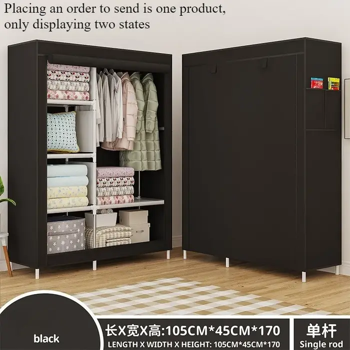 Armoire multifonctionnelle anti-poussière en tissu non tissé pour chambre à coucher, idéale pour mai