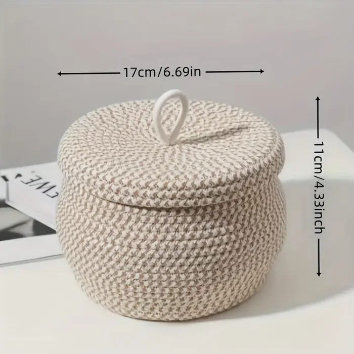 Panier de rangement bohème avec couvercle |   Organisateur autoportant pour armoire, étagère, bureau
