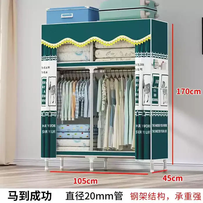 ‌ Armoire en acier renforcé, placard en tissu étanche, armoire de rangement fermée à Double porte, o