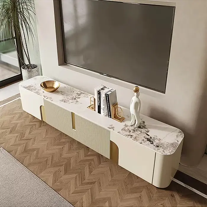 Meuble TV de style européen de luxe, meuble TV moderne, esthétique simple, tendance, de qualité supérieure, meuble TV pour salon, meubles de salon