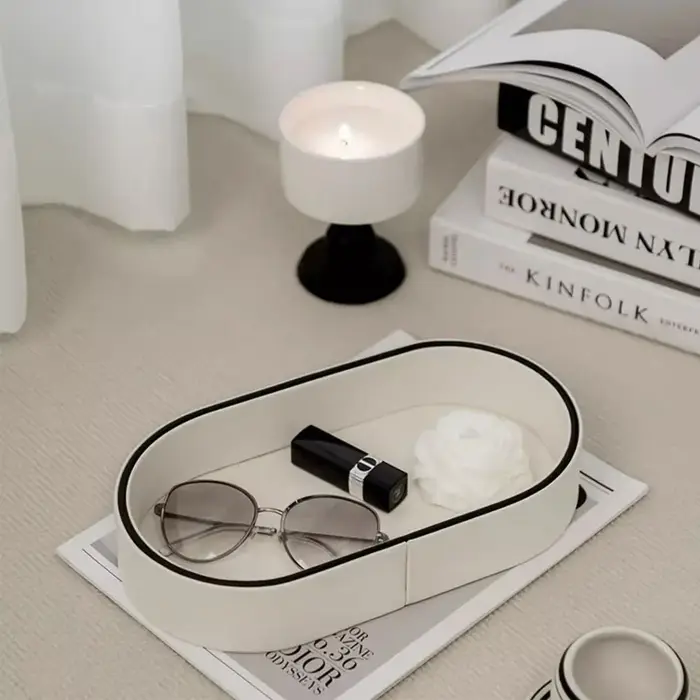 Boîte de rangement en cuir PU