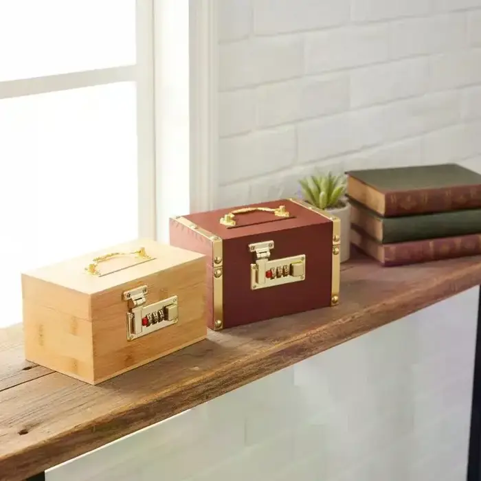 Coffre-fort en bois à combinaison - Boîte de rangement sécurisée pour adultes