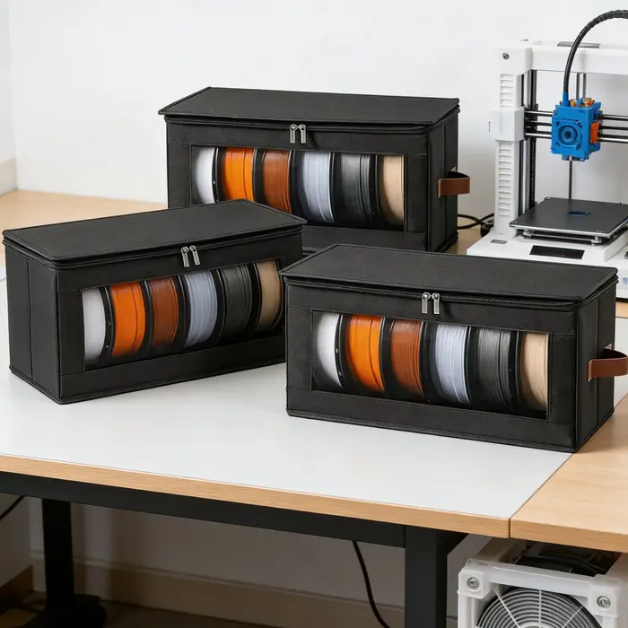 Boîte de rangement spéciale pour consommables d'impression 3D, boîte de rangement pour fils entièrement scellée à double fermeture éclair, dédiée aux studios d'impression 3D