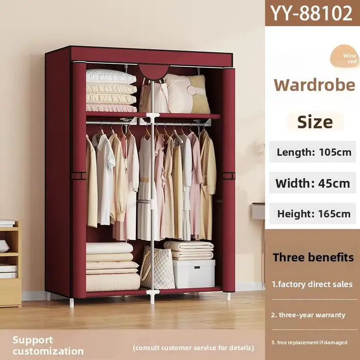 Rangement anti-poussière Chambre à coucher domestique Armoire simple Armoire en tissu entièrement fe