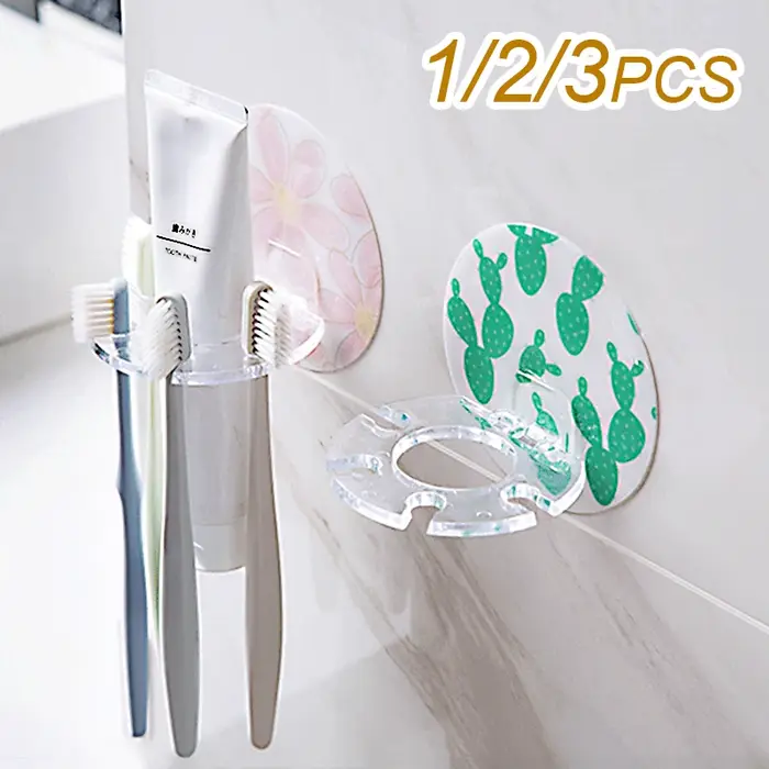 Porte-brosse à dents auto-adhésif mural, sans perçage, support de rangement pour dentifrice et rasoi