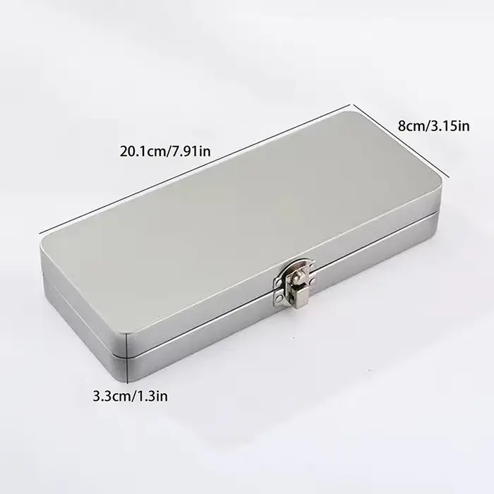 Boîte rectangulaire en métal gris argenté durable avec couvercle - Idéale pour ranger les factures, 