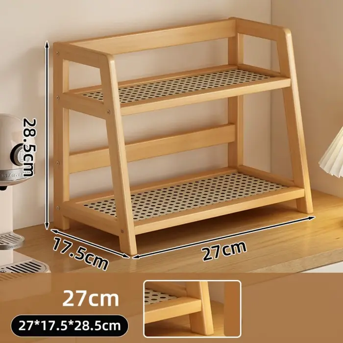 Étagère de rangement en bois pour cuisine, organisateur de bureau en rotin, présentoir à épices pour