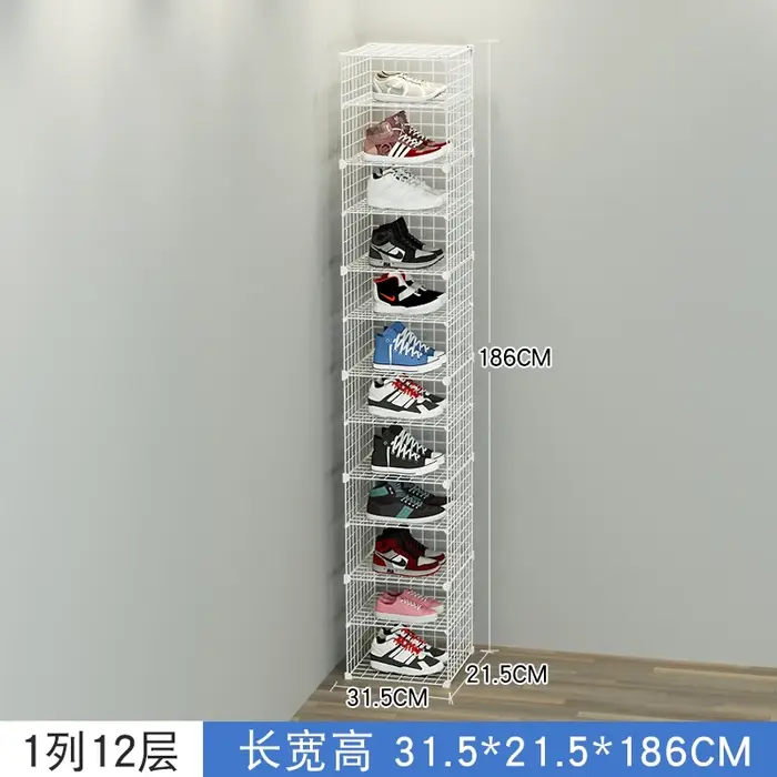 Étagère à chaussures suspendue en métal multicouche pliable, meuble d'entrée multifonctionnel pour c