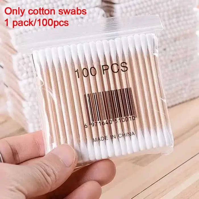 Boîte de rangement pour coton-tige, couvercle en bambou carré transparent, boîte de rangement pour c