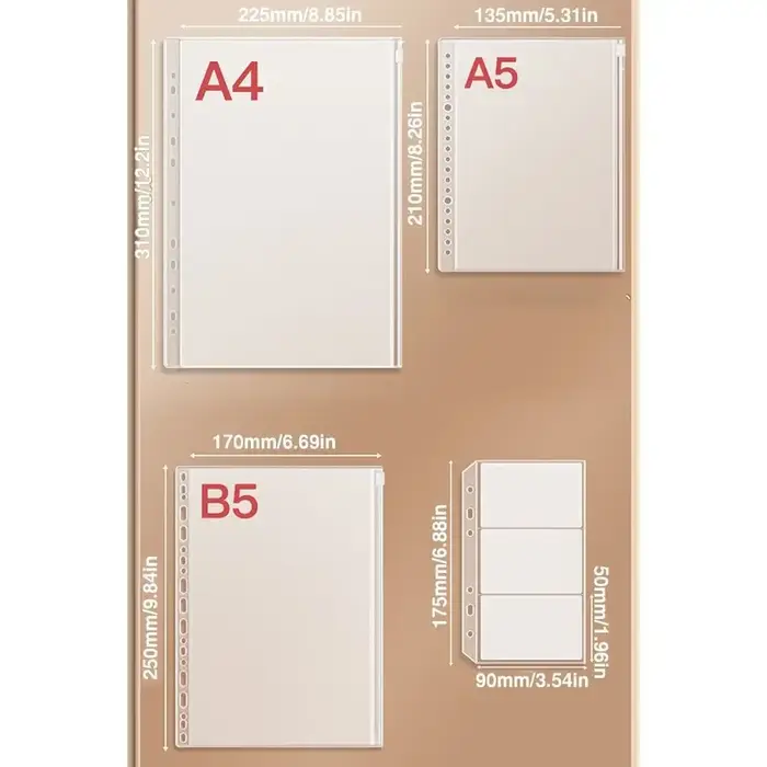 Classeur de rangement pratique en PP A4/A5/B5