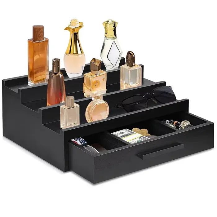 Nouveau porte-parfum organisateur support de parfum trois couches porte-parfum affichage de parfum organisateur de parfum noir avec tiroirs