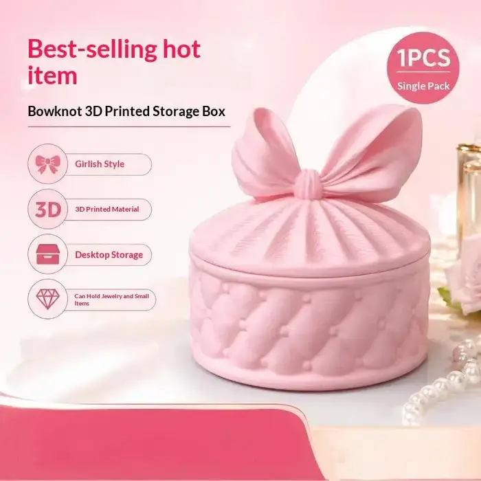 Boîte de rangement pour bijoux de style girly avec nœud, boîte à bijoux ronde anti-poussière, excell