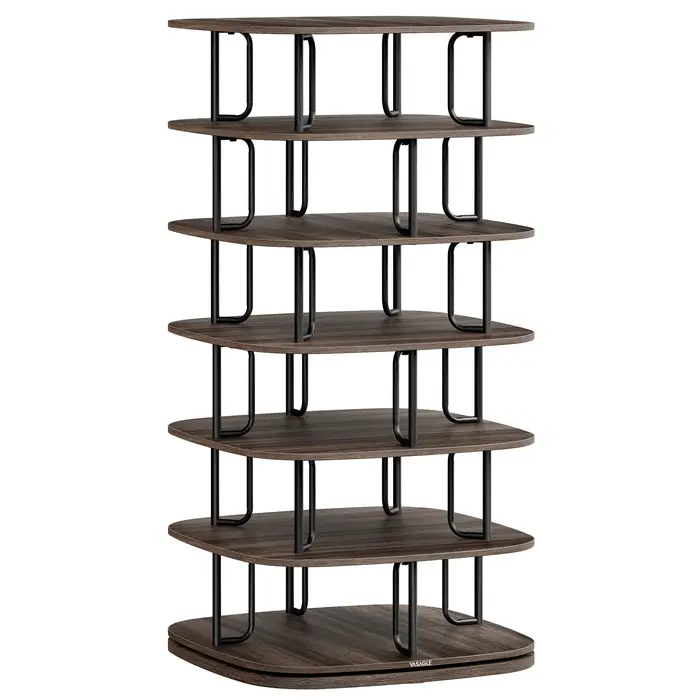 Armoire à chaussures tournante à 7 niveaux, présentoir autoportant, tour à chaussures rotative à 360