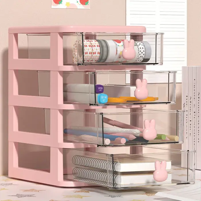 Organisateur de tiroirs empilables transparents - Boîte de rangement multi-niveaux en PP pour le bureau/les produits de