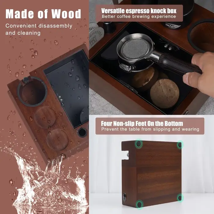 IKAPE V2 Boîte à café, organiseur intégré d'outils à expresso pour le rangement des accessoires de barista