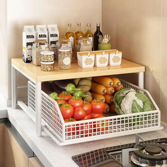 Étagère de cuisine verticale à 2 niveaux