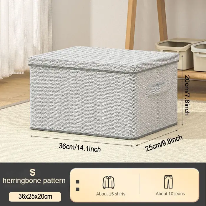 Boîte de rangement pliable avec couvercle, bac de rangement avec poignée, organisateur de placard, p