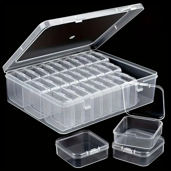 30 petits contenants de rangement en plastique, boîte de rangement transparente et portable, pour tr